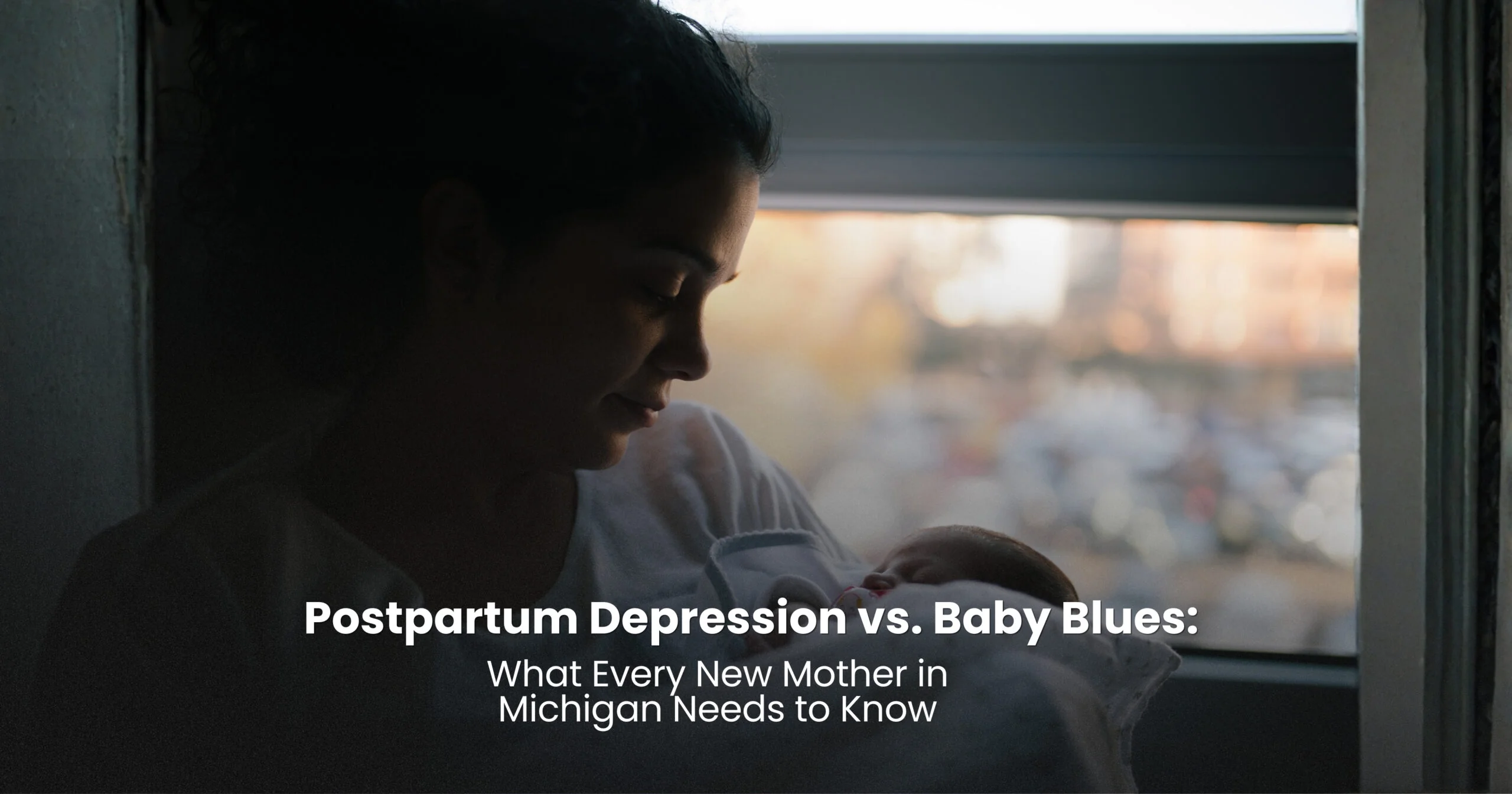 Mother experiencing postpartum depression after the birth of her baby